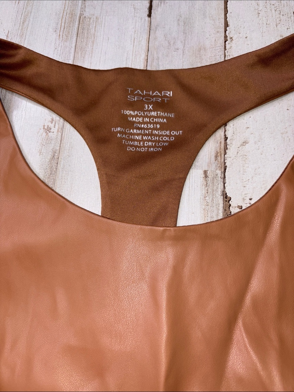 Tarhari Sport Faux Leather Racerback Bralette - Brown Size 3X NWT - Picture 3 of 12